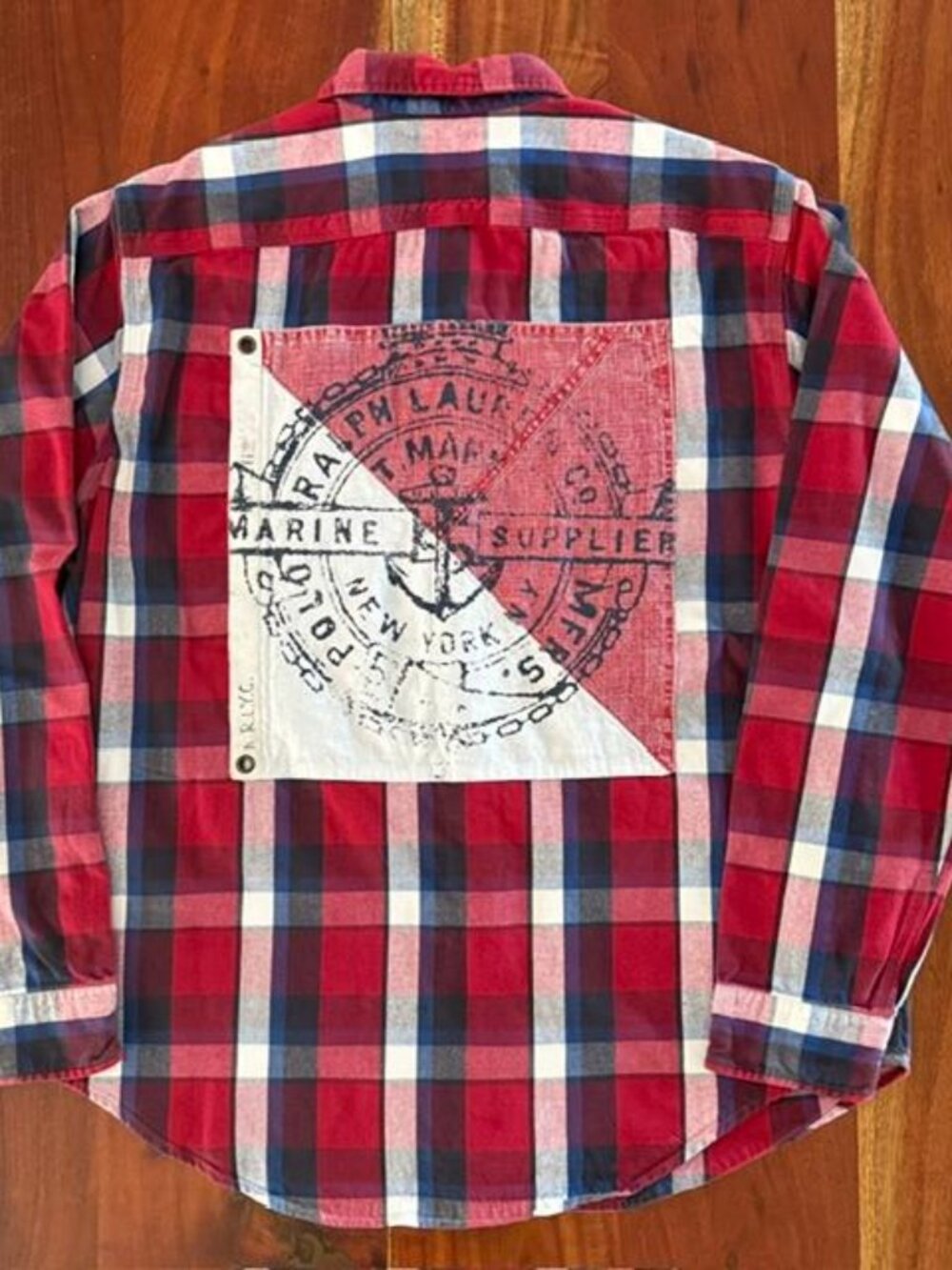 LG 1 OF 1 POLO RALPH LAUREN MARINE NAVAL SUPPLIER R LAUREN USRL 67 FLANNEL SHIRT